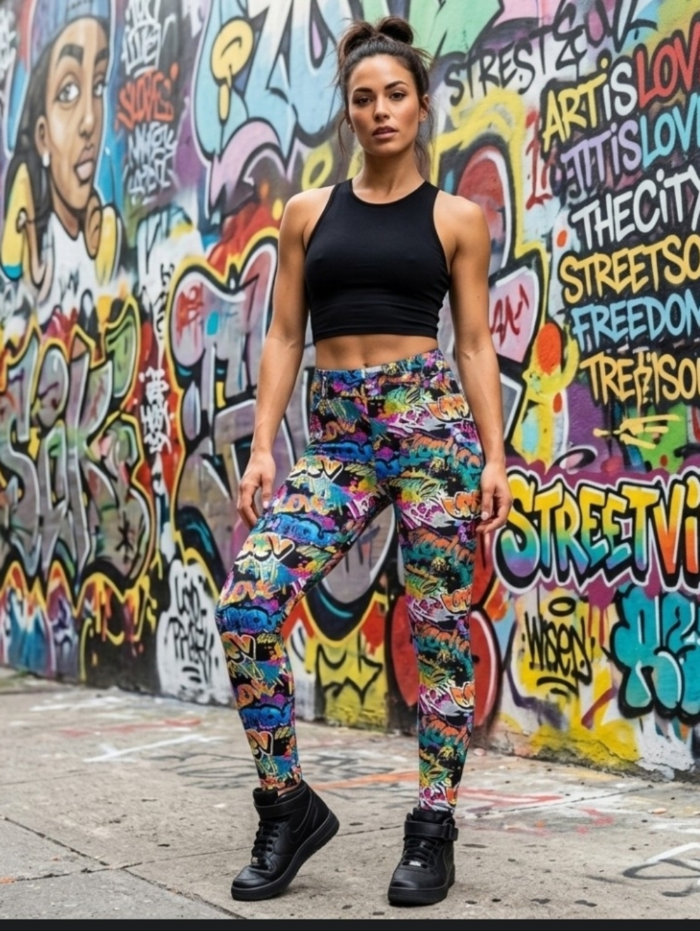 Graffiti Leggings Sz 2X Urban Wear Thrill Jeans